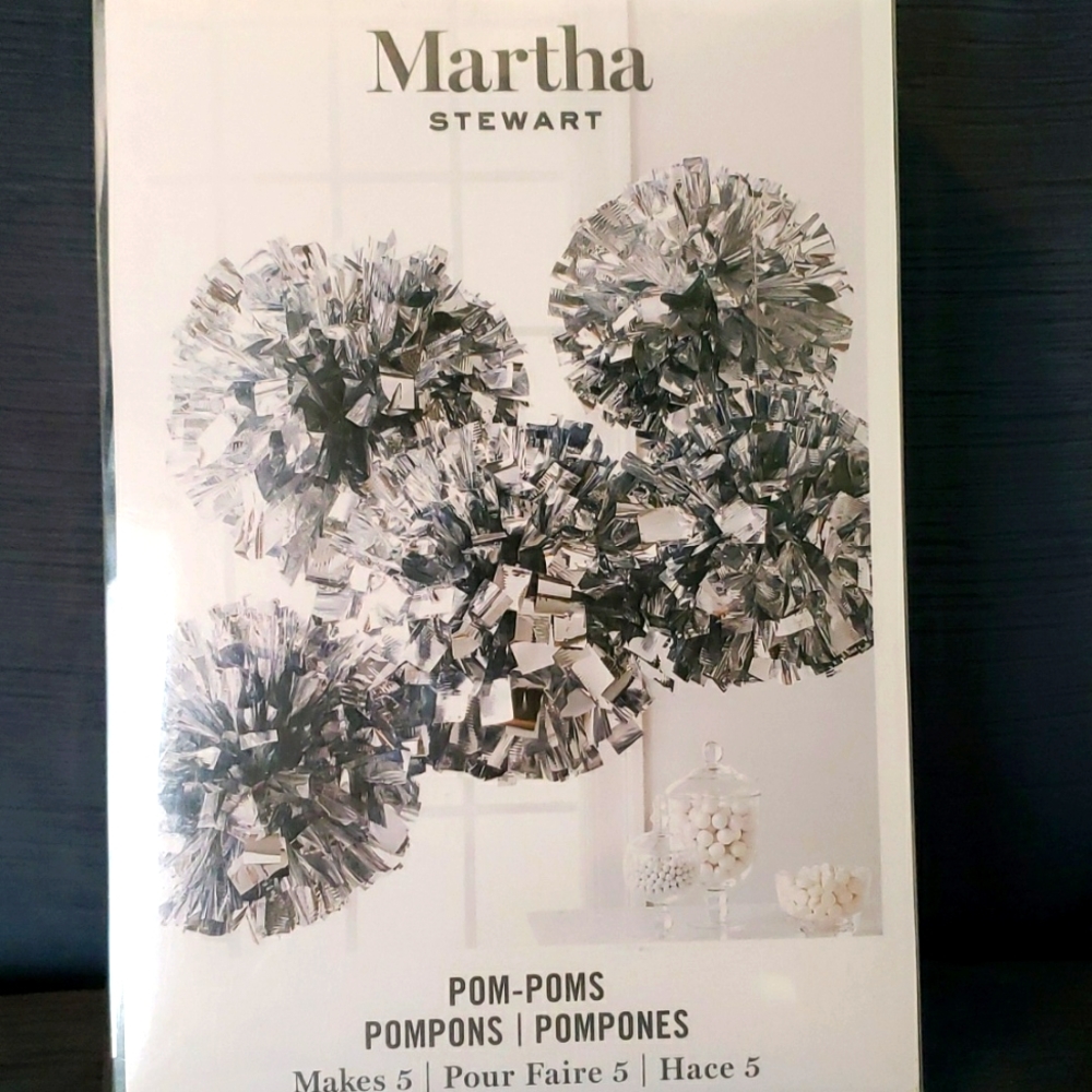 🥂Martha Stewart Silver Lame' Pom Poms.  HAVE 4 PKGS.  EACH PACK SELLS FOR 25.💐